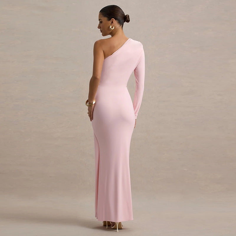 Damen Elegantes asymmetrisches Maxikleid mit Wickeldetail EB
