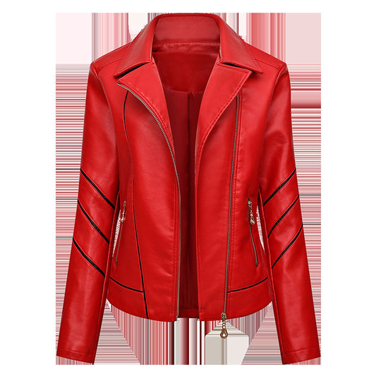 Damen modische Kunstlederjacke mit schicker Zipp-Detailierung EB