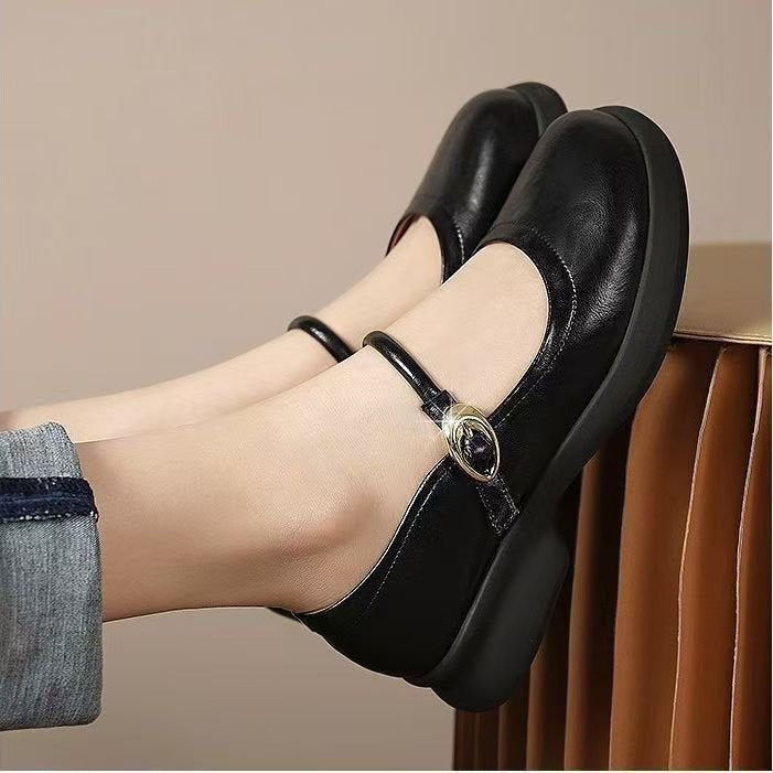 Damen Mary Jane Ballerinas mit elegantem Riemen und bequemem Fußbett EB