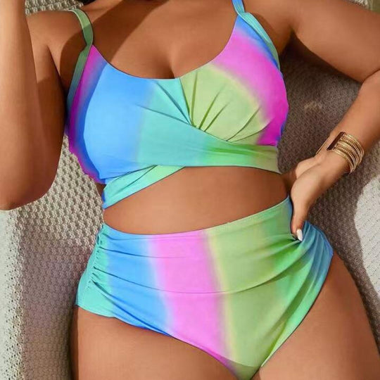Damen Bikini-Set mit modischer Wickeloptik und hohem Bund EB