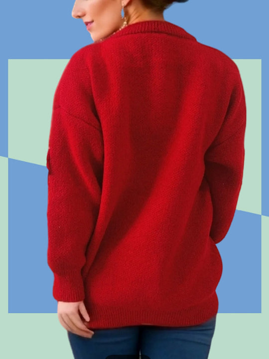 Damen Weihnachts-Pullover mit 3D-Elementen und festlichen Applikationen EB