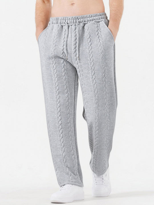 Herren nan grobgestrickte Lounge-Jogginghose mit Zopfstrick, Elastikbund und Kordelzug EB