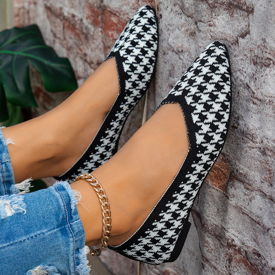 Damen Ballerinas mit kreativem Hahnentrittmuster und flexiblem Fußbett EB