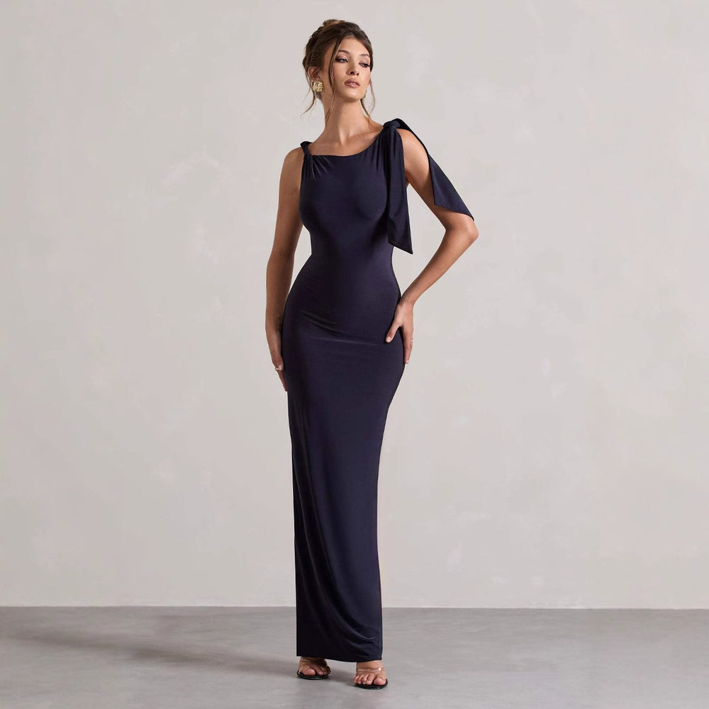 Damen Etuikleid mit asymmetrischem Trägerdesign und figurbetontem Schnitt EB