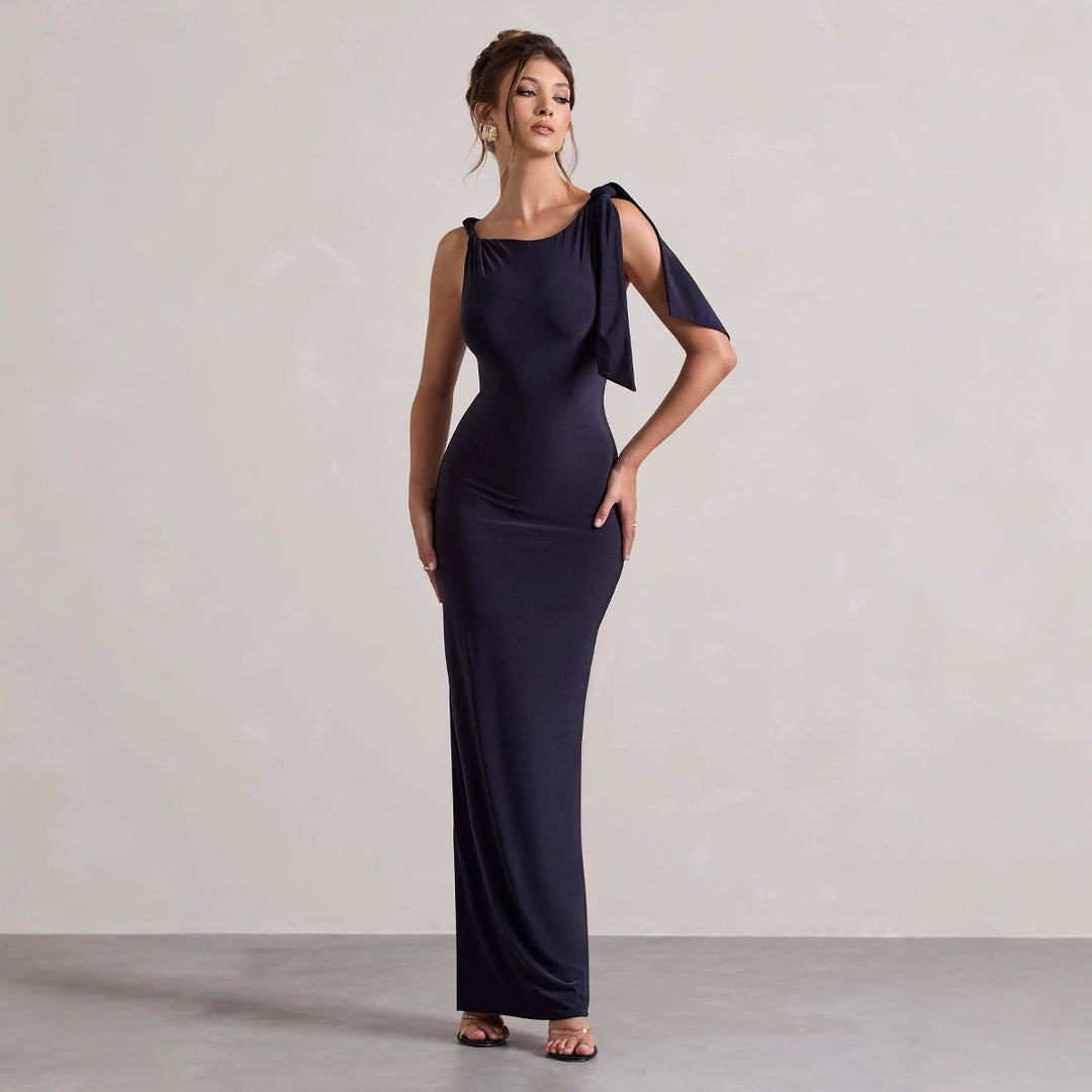 Damen Etuikleid mit asymmetrischem Trägerdesign und figurbetontem Schnitt EB