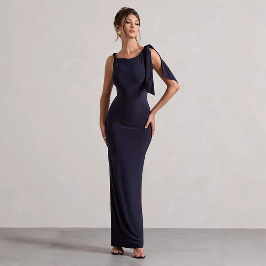 Damen Etuikleid mit asymmetrischem Trägerdesign und figurbetontem Schnitt EB