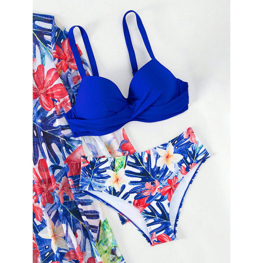 Damen Bikini-Set mit innovativem Design und floralem Print EB