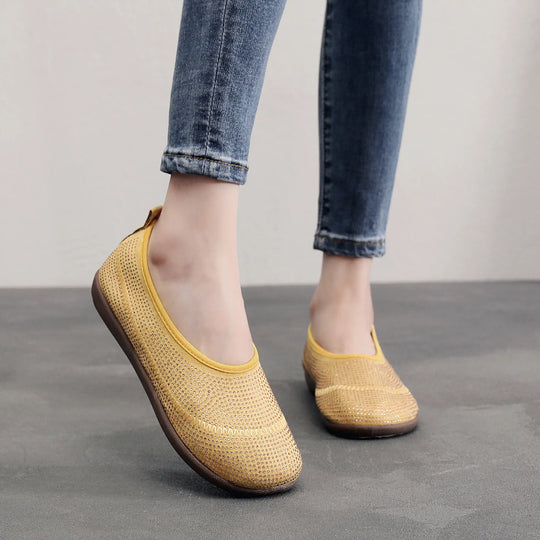 Damen bequeme Slip-On Schuhe mit atmungsaktivem Gewebe EB