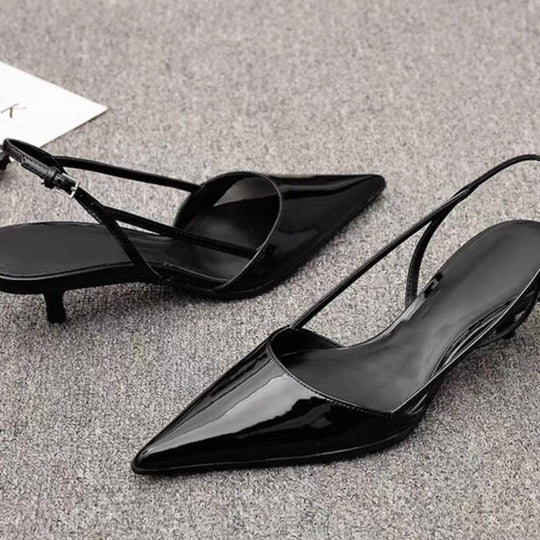 Damen Slingback High Heel Schuhe mit elegantem Spitzen-Design EB