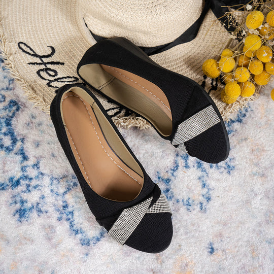 Damen elegante Ballerinas mit funkelndem Strassdetail und komfortablem Innenfutter EB