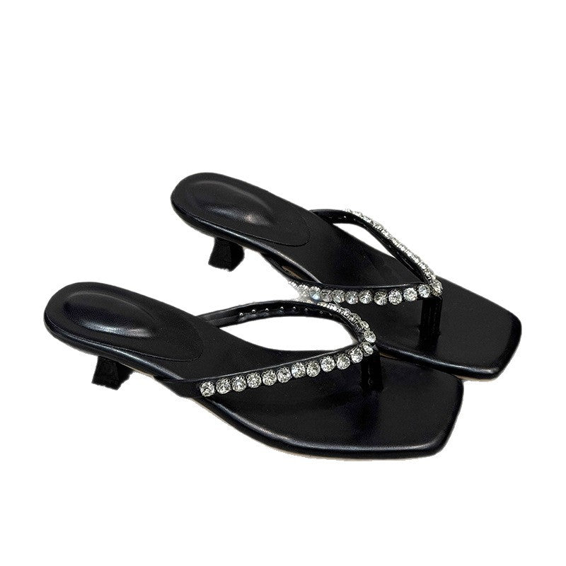 Damen Flip-Flops mit glamourösem Strassbesatz und bequemem Fußbett EB