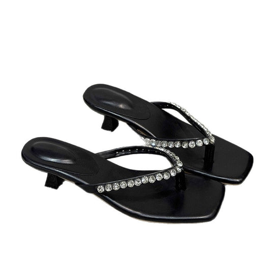 Damen Flip-Flops mit glamourösem Strassbesatz und bequemem Fußbett EB