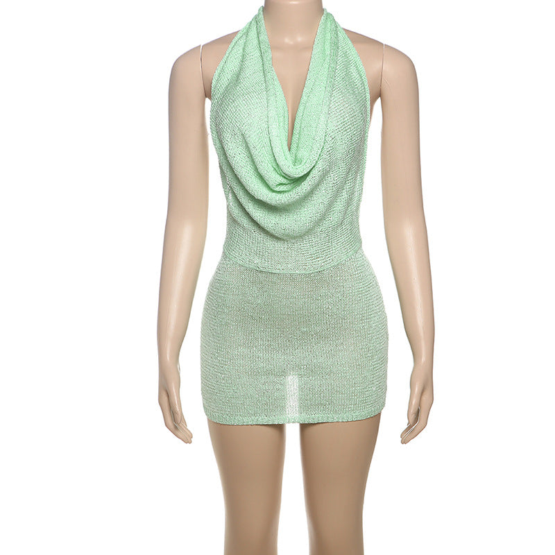 Damen Schulterfreies Minikleid mit lässigem Oversized-Ausschnitt und Glitzerakzenten EB
