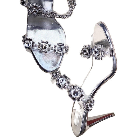 Damen Glamouröse Slingback-Pumps mit funkelnden Strass-Akzenten EB