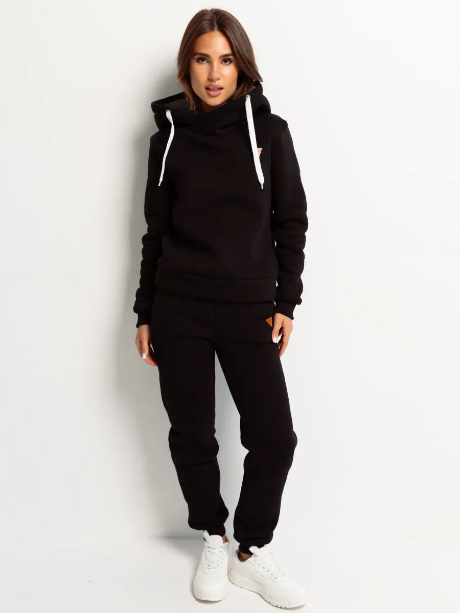 Damen Loungewear-Set mit Schalkragen-Hoodie und taillierter Jogginghose EB