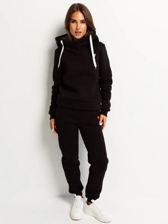 Damen Loungewear-Set mit Schalkragen-Hoodie und taillierter Jogginghose EB