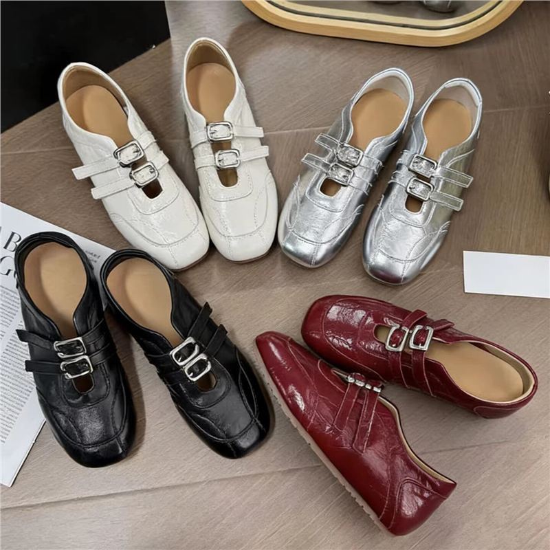 Damen modische Ballerinas mit floralem Design und glänzender Oberfläche EB
