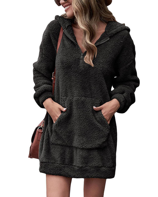Damen Kapuzenkleid aus Kuschelfleece EB