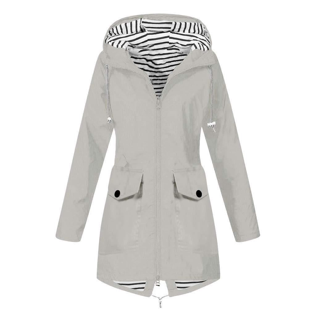 Damen Outdoor-Jacke mit verstellbarem Kapuzenkragen und dekorativen Taschen EB