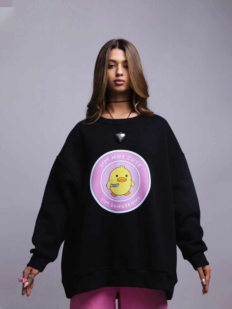 Damen lässiger Sweatshirt mit kontrastivem Druck EB