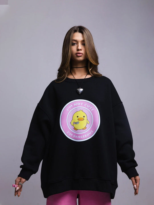 Damen lässiger Sweatshirt mit kontrastivem Druck EB