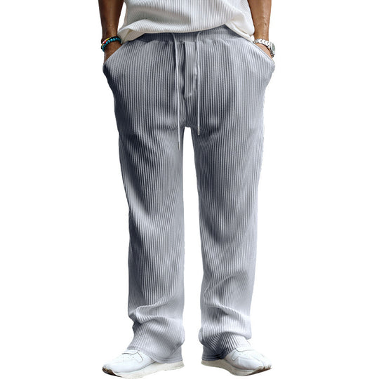 Herren lässige Freizeithose mit elastischem Bund und gepunktetem Textilmuster EB