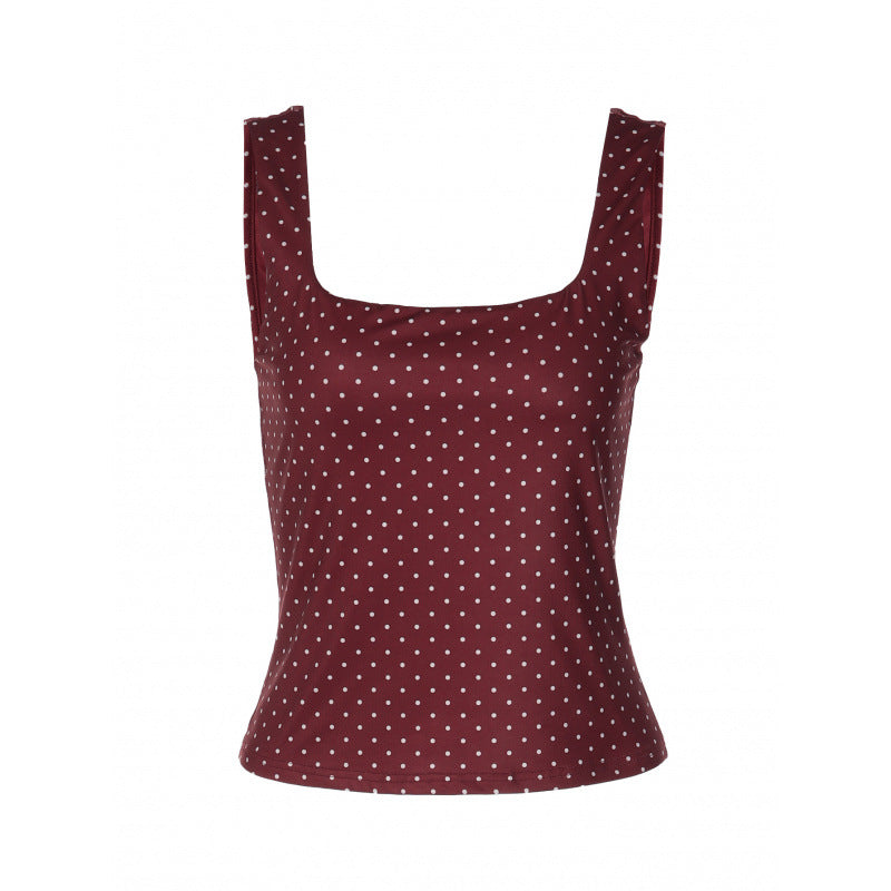 Damen Polka-Dot Top mit schmalem Schnitt und quadratischem Ausschnitt EB