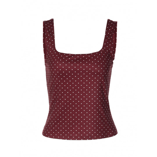 Damen Polka-Dot Top mit schmalem Schnitt und quadratischem Ausschnitt EB
