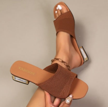 Damen Komfortable Mules mit transparenter Absatzgestaltung EB