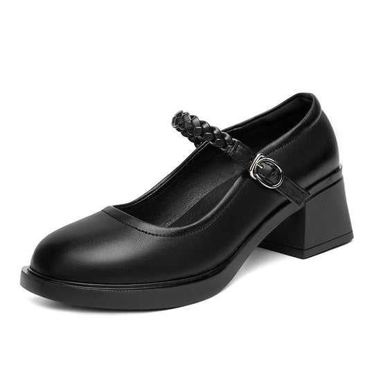Damen Elegante Mary Jane Pumps mit geflochtenem Riemen und komfortablem Absatz EB