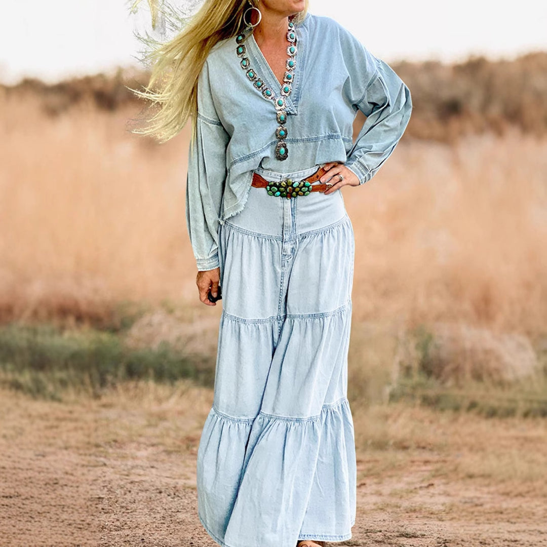 Damen luftiges Jeanskleid EB