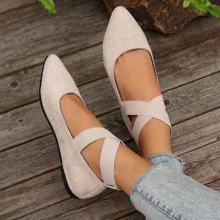 Damen Bequeme Ballerinas mit modischen Kreuzriemen EB