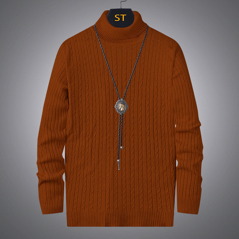 Herren Rollkragenpullover mit strukturiertem Zopfmuster EB