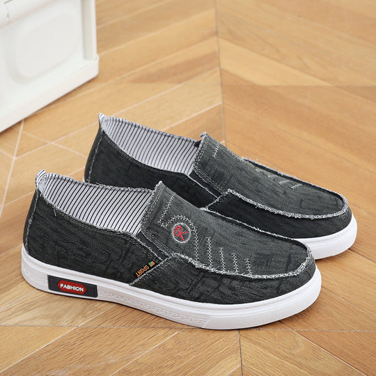 Damen lässige Slip-On Schuhe mit elastischem Einsatz und modischem Denim-Design EB