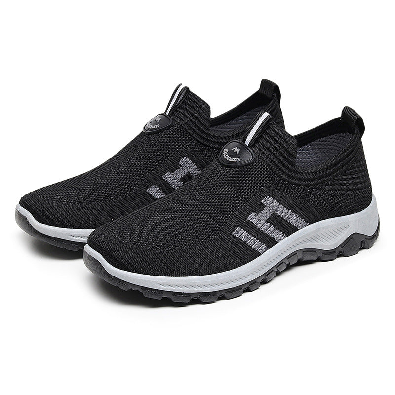 Damen Bequeme Slip-On Laufschuhe mit atmungsaktiver Strickoberfläche EB