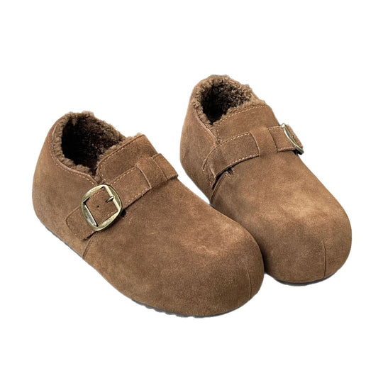 Damen Kuschelige Wildleder-Clogs mit warmem Innenfutter und praktischem Schnallenverschluss EB