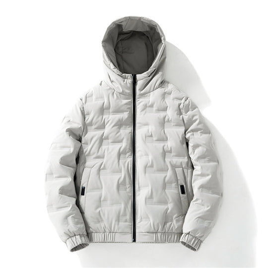 Herren nan isolierende Kapuzen-Steppjacke mit geprägtem Quadratmuster und elastischen Bündchen EB