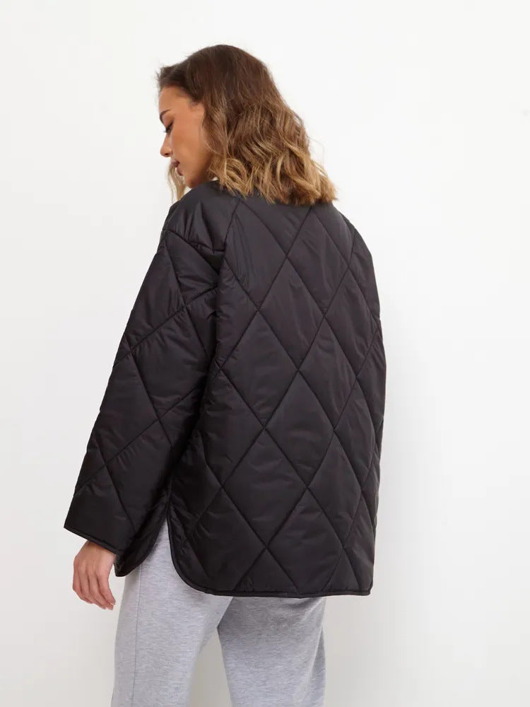 Damen gesteppte Freizeitjacke mit hoch geschlossenem Kragen und modischem Schnitt EB