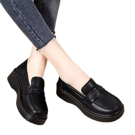 Damen Komfortable Ledereinlagen-Slipper mit hoher Plateausohle EB