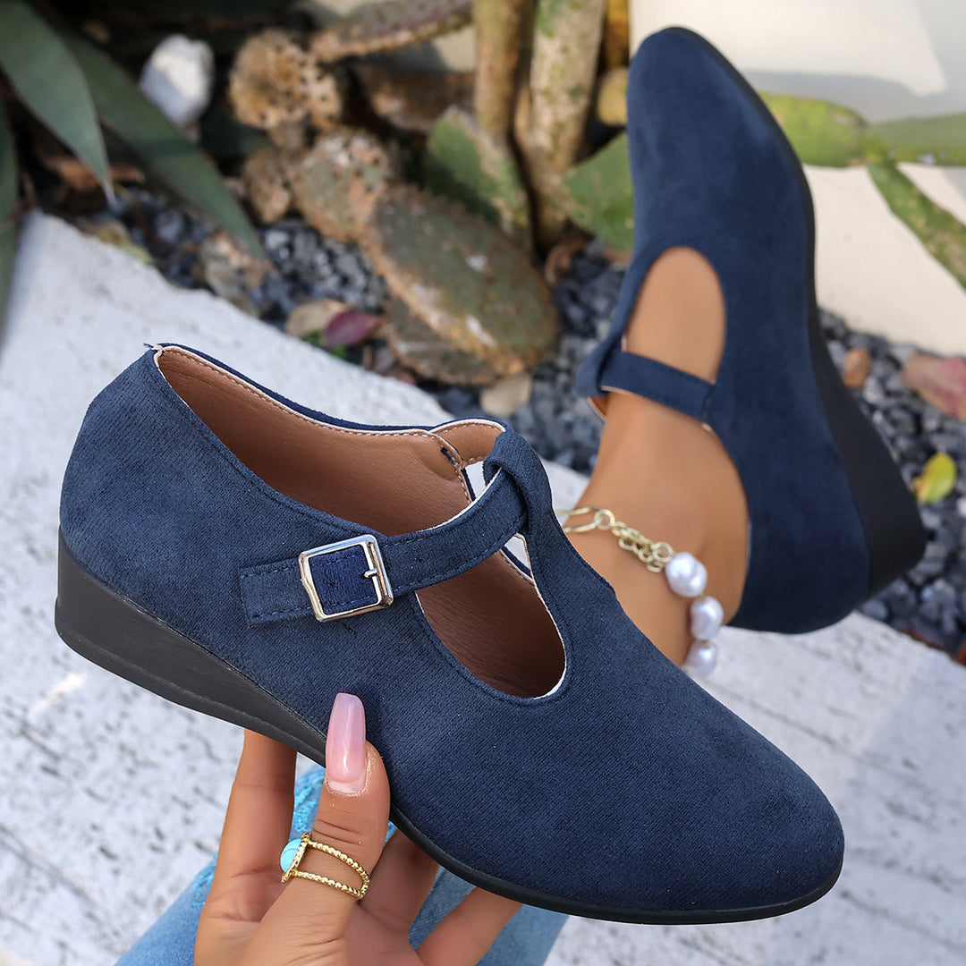 Damen bequeme Mary Jane Schuhe mit dezentem Schnallenverschluss EB