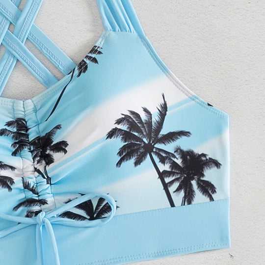 Damen Bikini-Set mit raffiniertem Knoten-Design und hoch geschnittenen Shorts EB