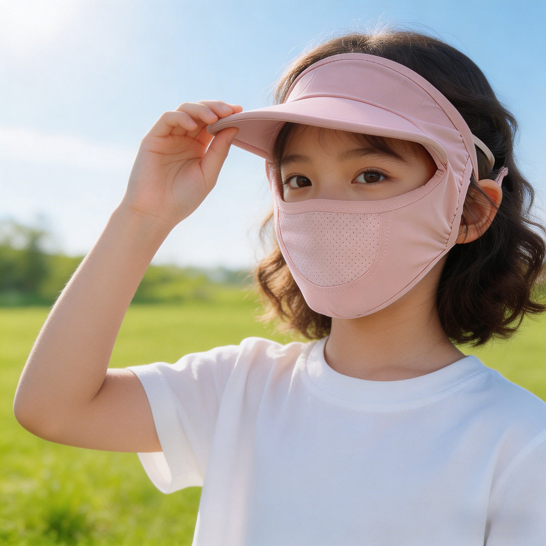 Damen nan Sonnenschutz-Visier mit integrierter atmungsaktiver Gesichtsmaske und verstellbarem Nackenzug EB