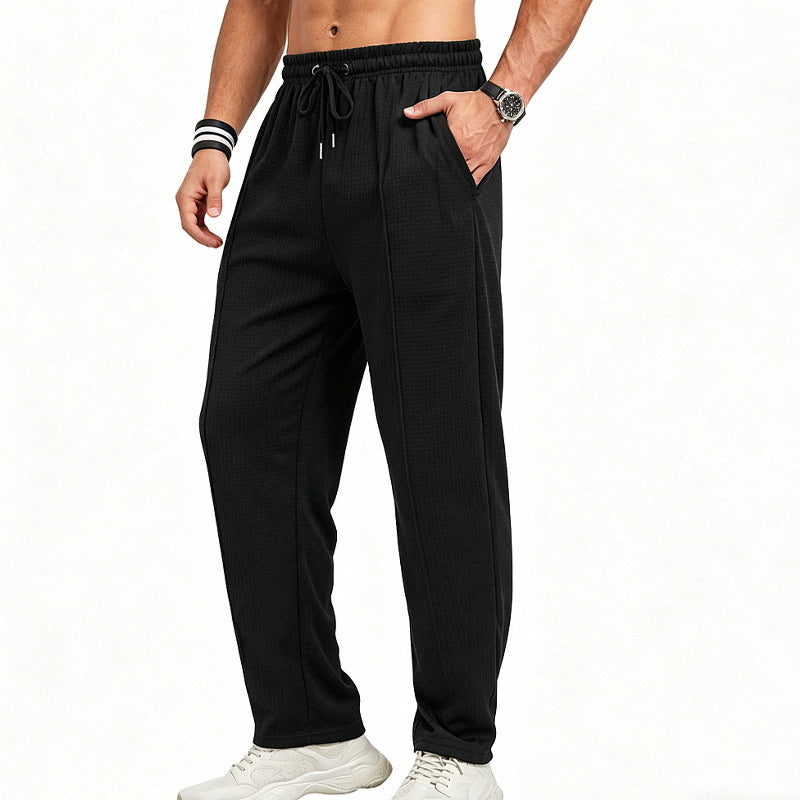 Herren Texturierte Relax-Fit Jogginghose mit Bügelfalte und Kordelzug EB