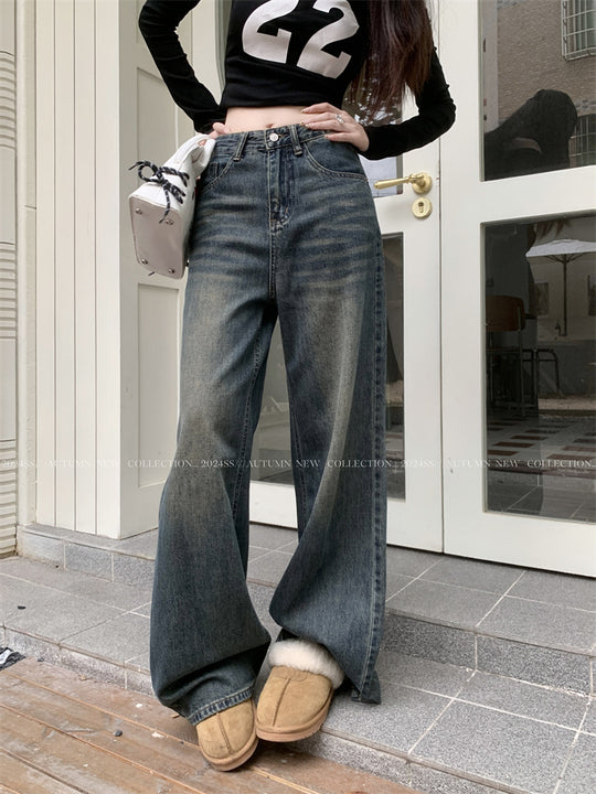 Damen Weit geschnittene High-Waist Jeans im modernen Vintage-Look EB