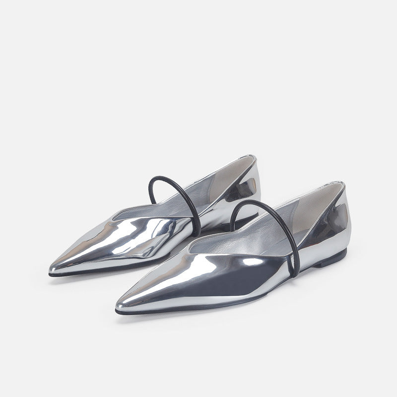 Damen Elegante und moderne Ballerinas mit asymmetrischem Riemen EB
