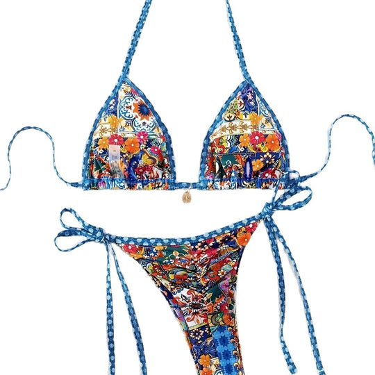 Damen Triangel-Bikini-Set mit floralem Muster EB