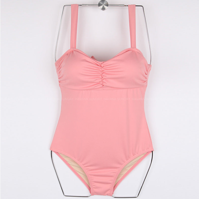 Damen Einteiler Badeanzug mit elegantem Rüschendesign und verstellbaren Trägern EB