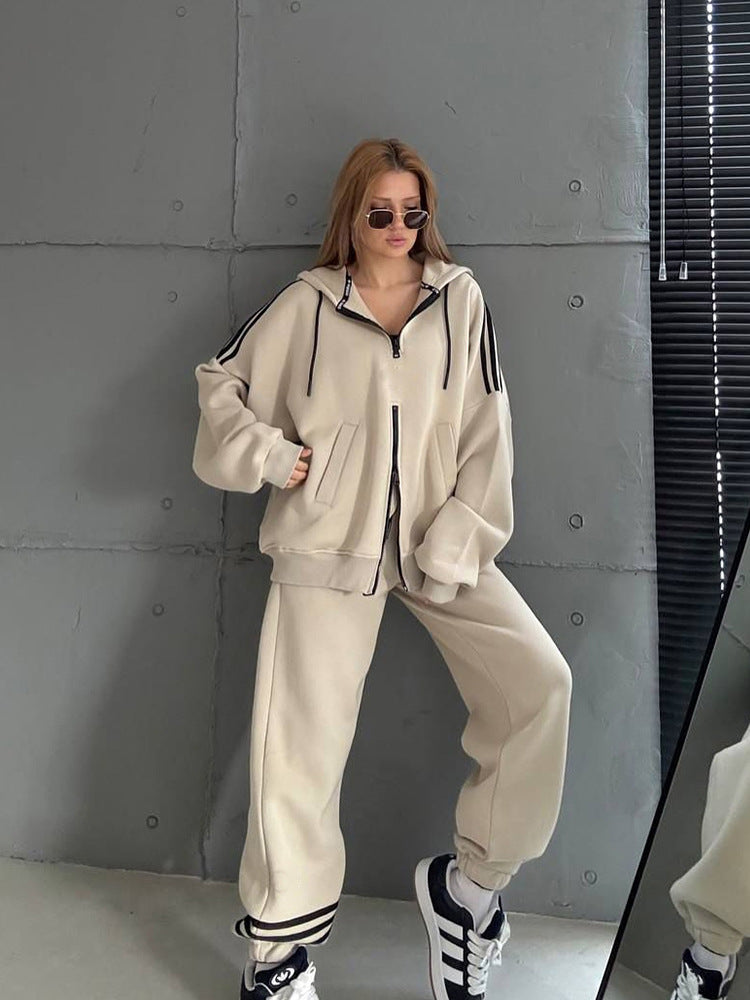 Damen Stylish Hoodie mit doppeltem Reißverschluss und lässigem Schnitt EB