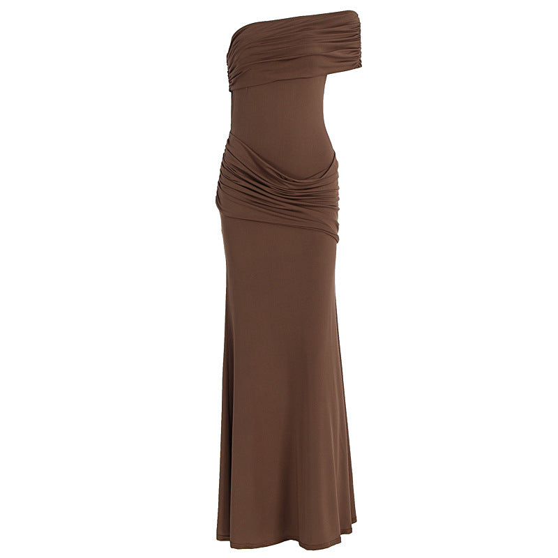 Damen Elegantes Wickelkleid mit asymmetrischem Oberteil und figurbetonendem Saum EB