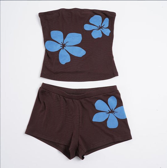 Damen Bandeau-Bikini-Set mit floralen Akzenten und hoher Bequemlichkeit EB
